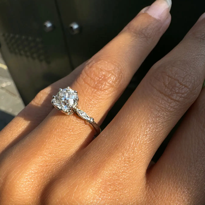 1.28ct Old Mine Cut Diamond Platinum Engagement Ring