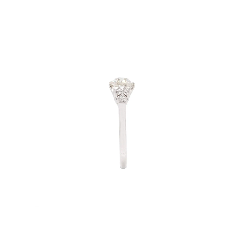 1.04ct Old Mine Cut Diamond and Platinum Engagement Ring