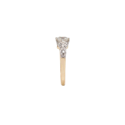 Antique 1.02ct Old Mine Cut Diamond 18K White Gold & Platinum Engagement Ring