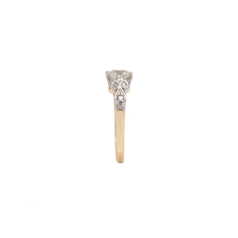 Antique 1.02ct Old Mine Cut Diamond 18K White Gold & Platinum Engagement Ring