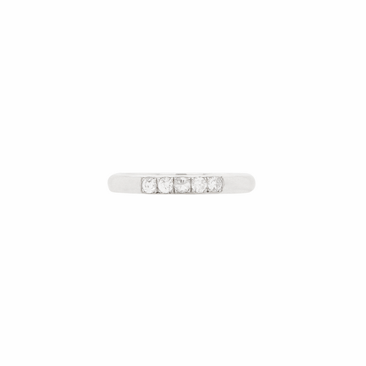 Bvlgari Diamond Five-Stone and Platinum Thin Wedding Band Ring