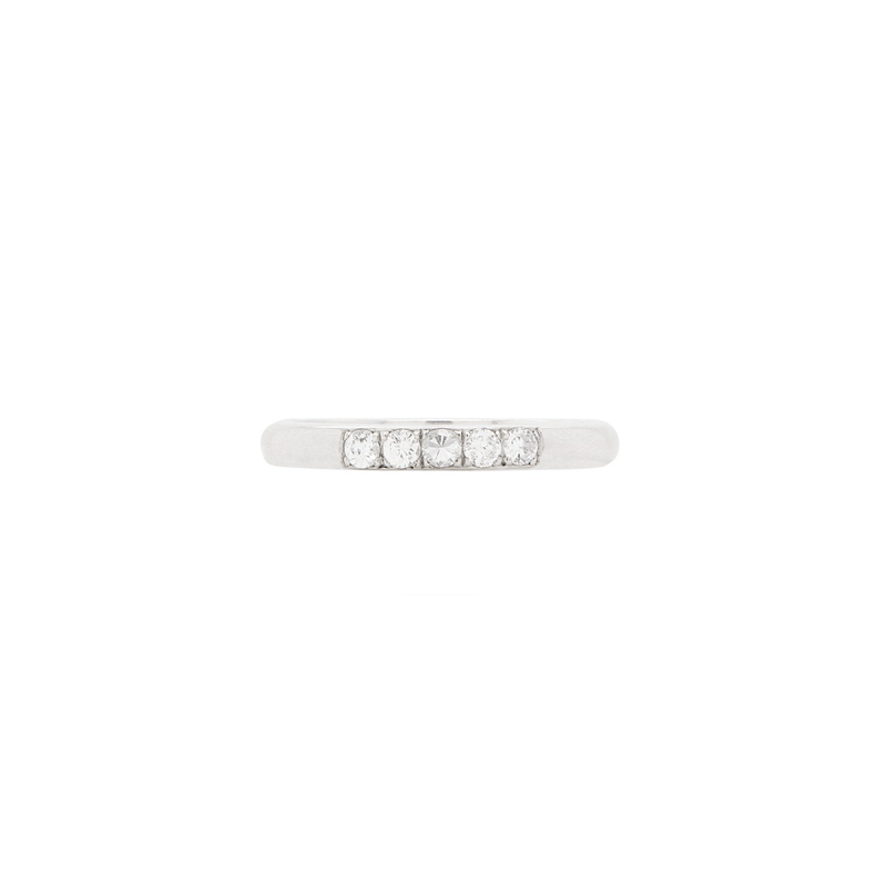 Bvlgari Diamond Five-Stone and Platinum Thin Wedding Band Ring