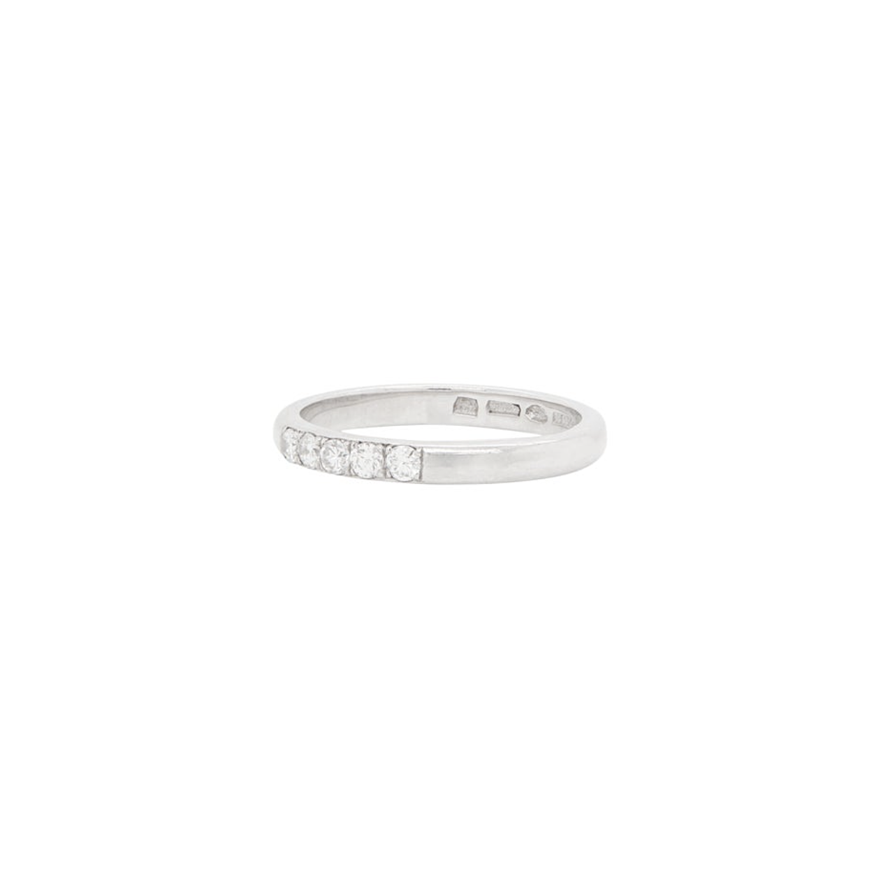 Bvlgari Diamond Five-Stone and Platinum Thin Wedding Band Ring