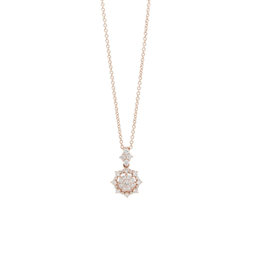 Diamond 14 Carat Rose Gold Open Work Star Pendant Necklace