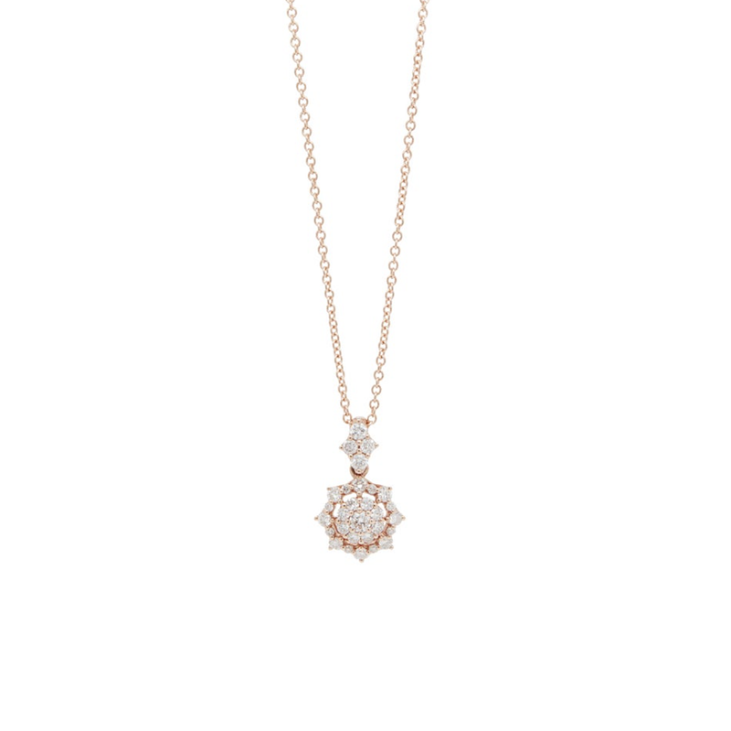 Diamond 14 Carat Rose Gold Open Work Star Pendant Necklace