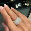 Pavé Diamond and 18 Carat Yellow Gold Wave Style Wide Band Ring