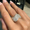 Pavé Diamond and 18 Carat Yellow Gold Wave Style Wide Band Ring