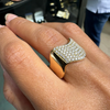 Pavé Diamond and 18 Carat Yellow Gold Wave Style Wide Band Ring