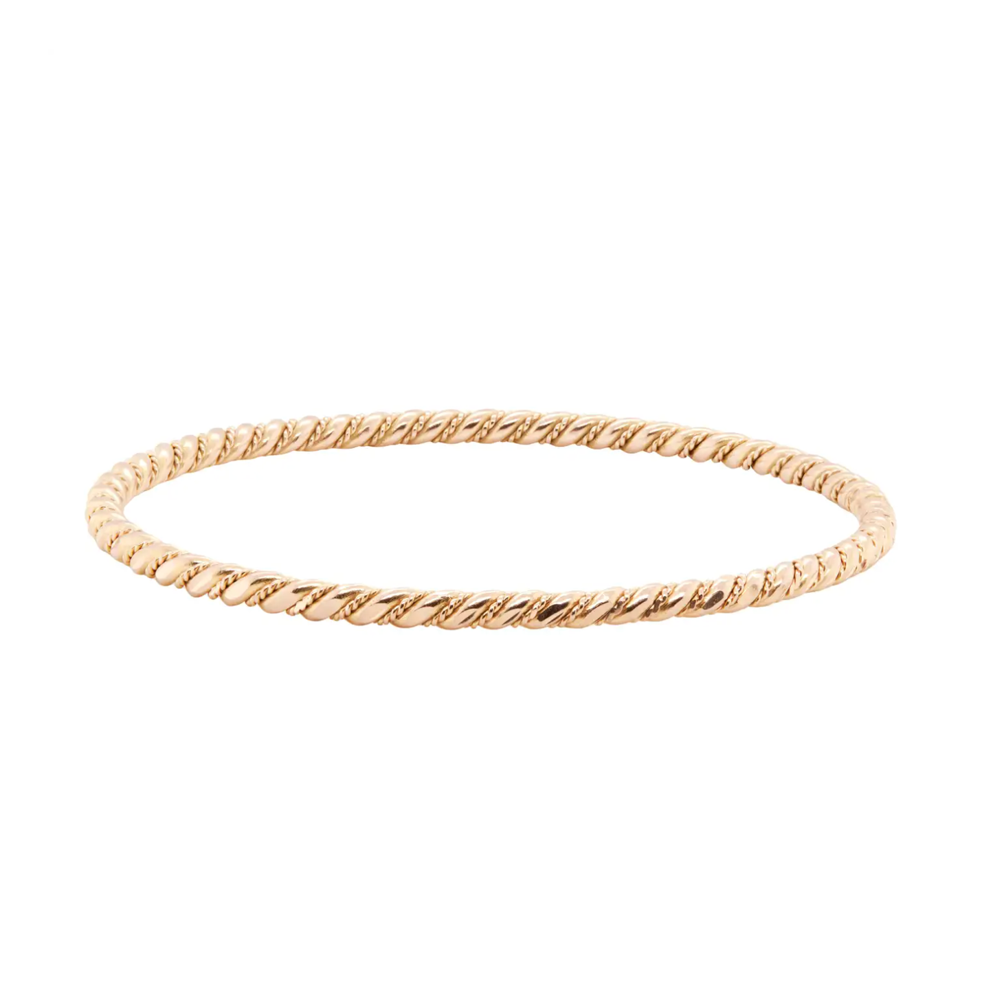 Vintage Set of Seven Smooth & Twisted Rope Bangle Bracelets in 18K Rose Gold