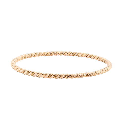 Vintage Set of Seven Smooth & Twisted Rope Bangle Bracelets in 18K Rose Gold