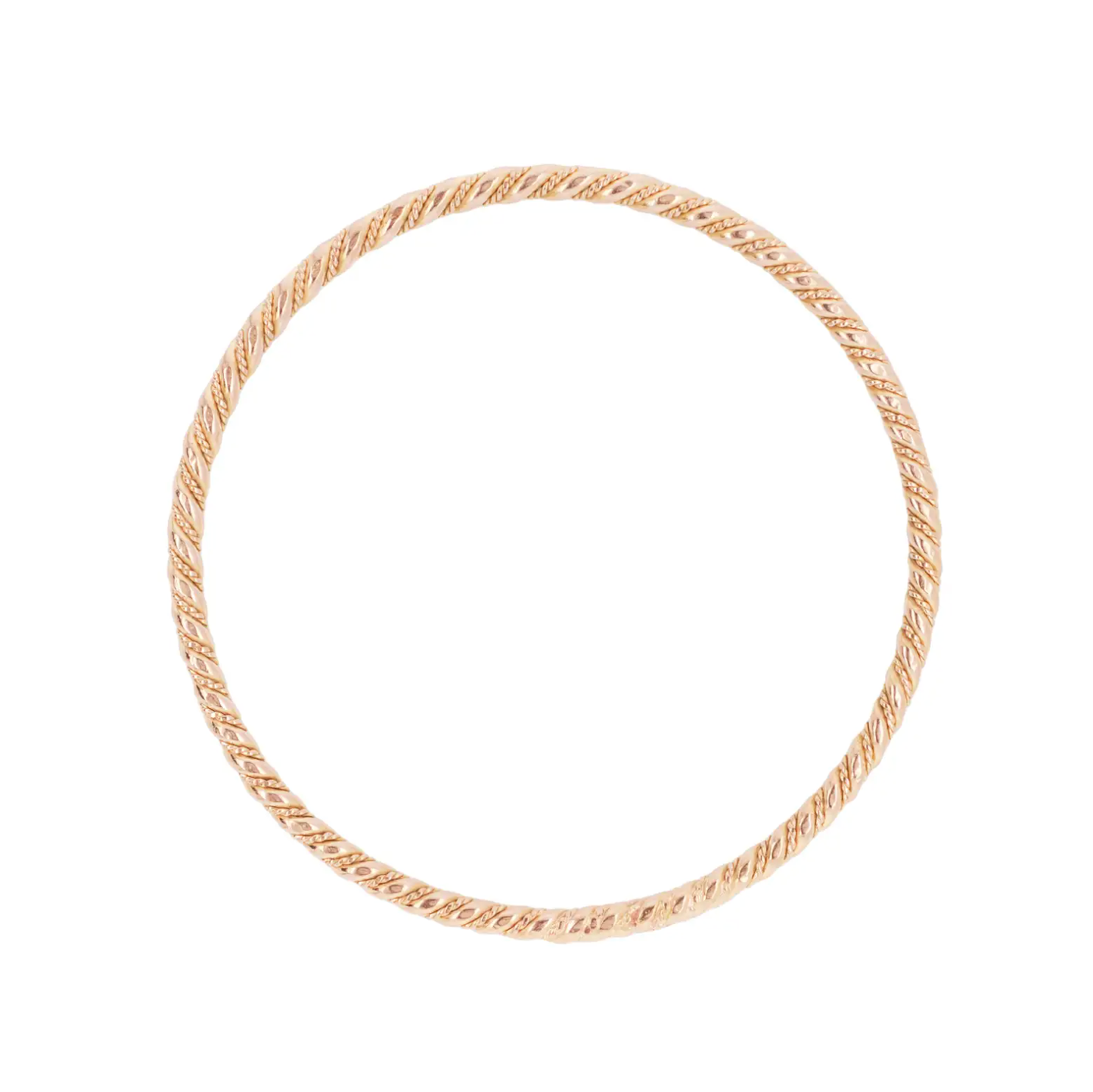Vintage Set of Seven Smooth & Twisted Rope Bangle Bracelets in 18K Rose Gold