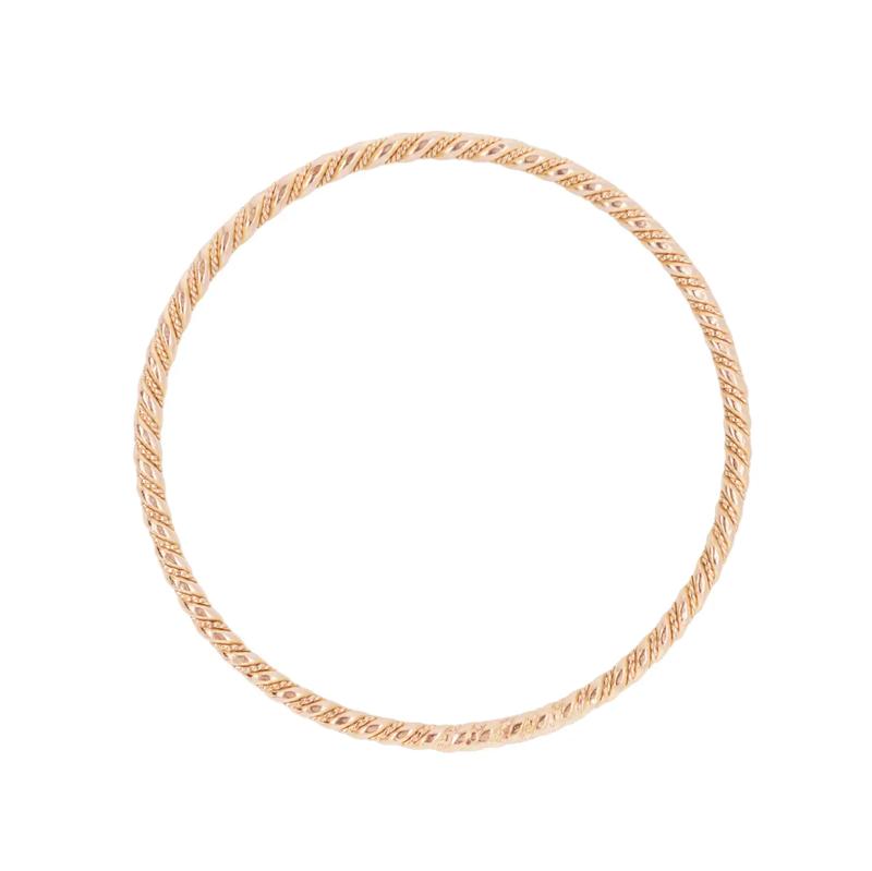 Vintage Set of Seven Smooth & Twisted Rope Bangle Bracelets in 18K Rose Gold
