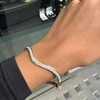 Princess Cut Diamond and 18 Carat Yellow Gold Thin Wave Bangle Bracelet