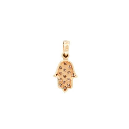 Diamond and 18 Carat Yellow Gold Hamsa Hand Pendant