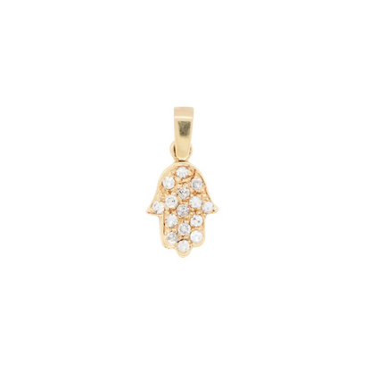 Diamond and 18 Carat Yellow Gold Hamsa Hand Pendant