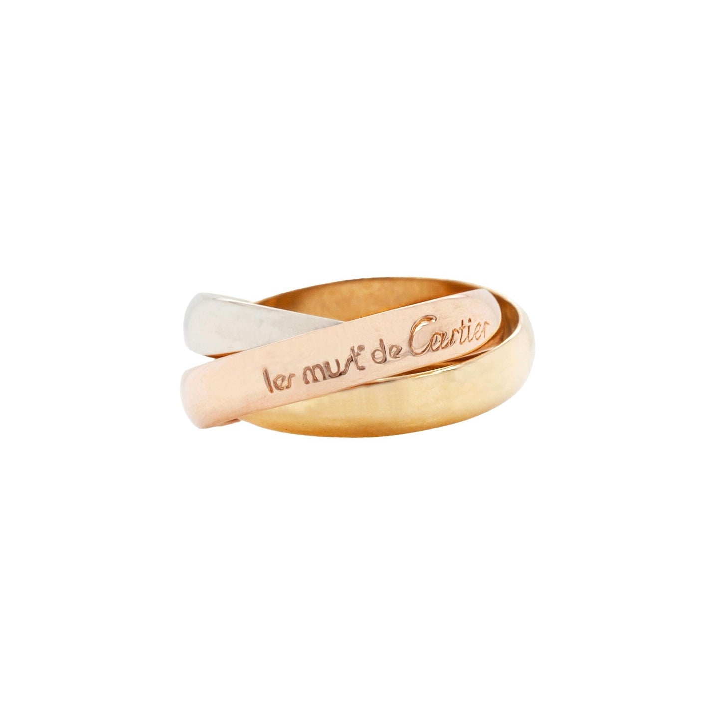 Les Must de Cartier Trinity Tri-Color 18K White, Yellow & Rose Gold Band Ring