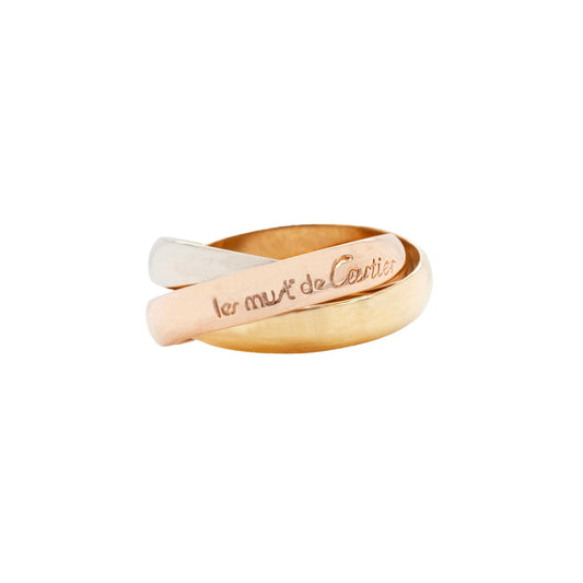 Les Must de Cartier Trinity Tri-Color 18K White, Yellow & Rose Gold Band Ring