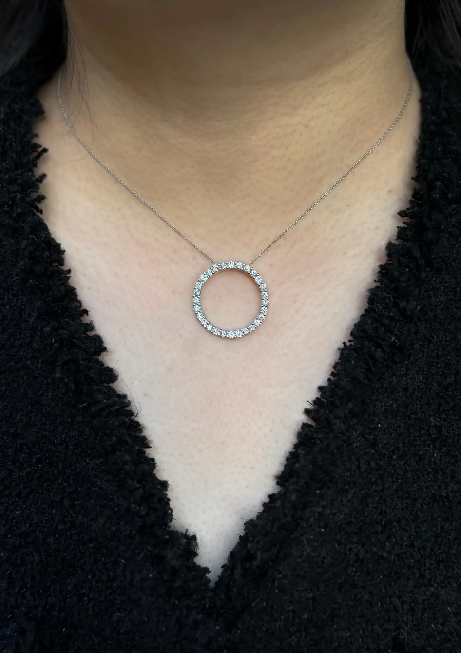 Diamond Set 'Circle Of Life' Pendant Necklace in 14 Carat White Gold