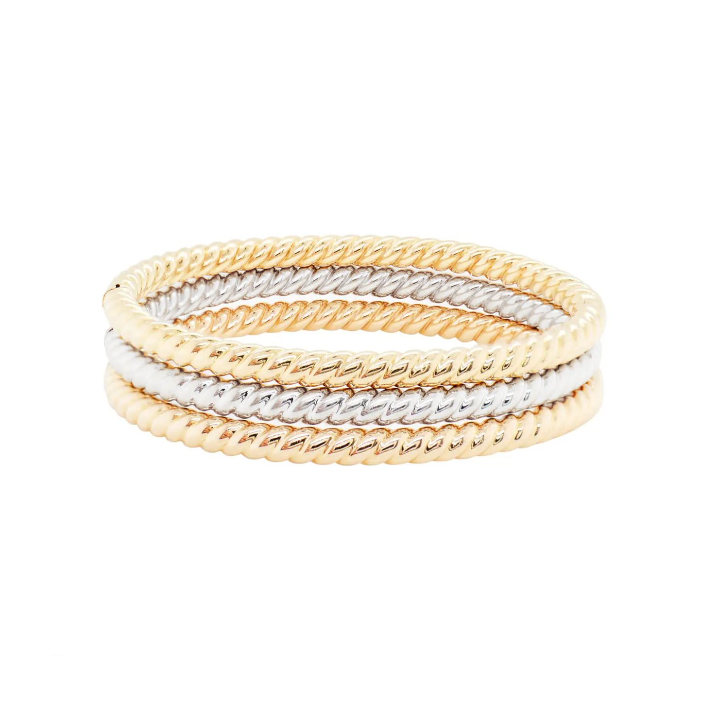 Italian 18 Carat White Gold Rope Twist Bangle Bracelet