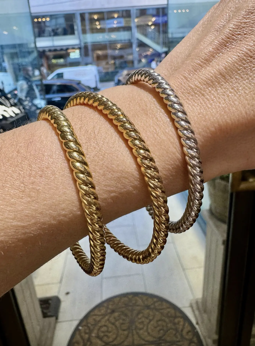 Italian 18 Carat Yellow Gold Rope Twist Bangle Bracelet