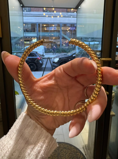 Italian 18 Carat Rose Gold Rope Twist Bangle Bracelet