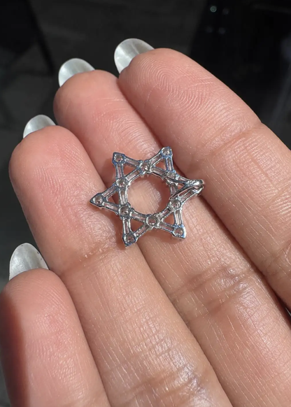 Star of David Baguette & Brilliant Cut Diamond 18K White Gold Open Work Pendant