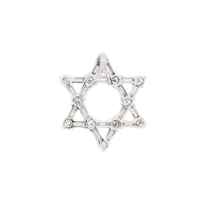 Star of David Baguette & Brilliant Cut Diamond 18K White Gold Open Work Pendant