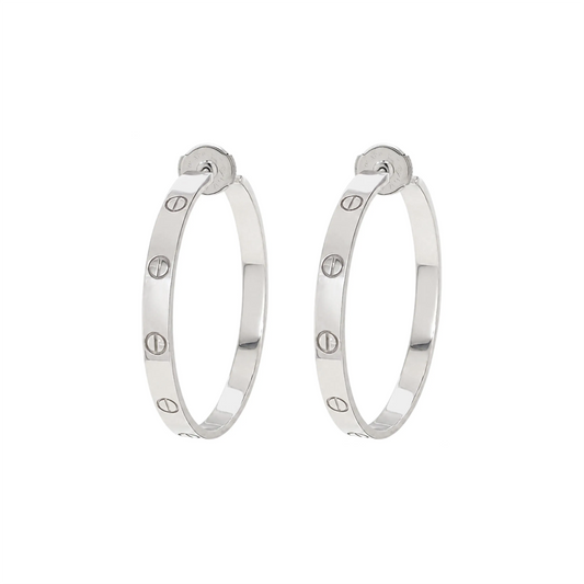 Cartier LOVE 18 Carat White Gold Large Hoop Earrings