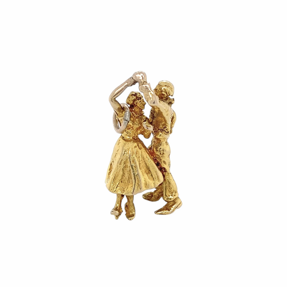 Vintage English Dancing Couple Charm/Pendant in 9 Carat Yellow Gold
