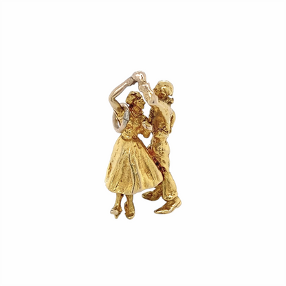 Vintage English Dancing Couple Charm/Pendant in 9 Carat Yellow Gold