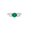 Antique 0.95 Carat Emerald and Diamond Three Stone Platinum Ring