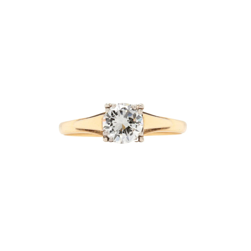 O.69 Carat Diamond and 18 Carat Yellow and White Gold Solitaire Engagement Ring