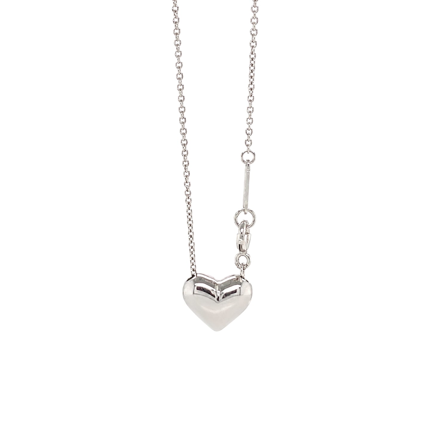 Tiffany & Co. Etoile Three Diamond Puffy Heart Pendant Necklace in Platinum