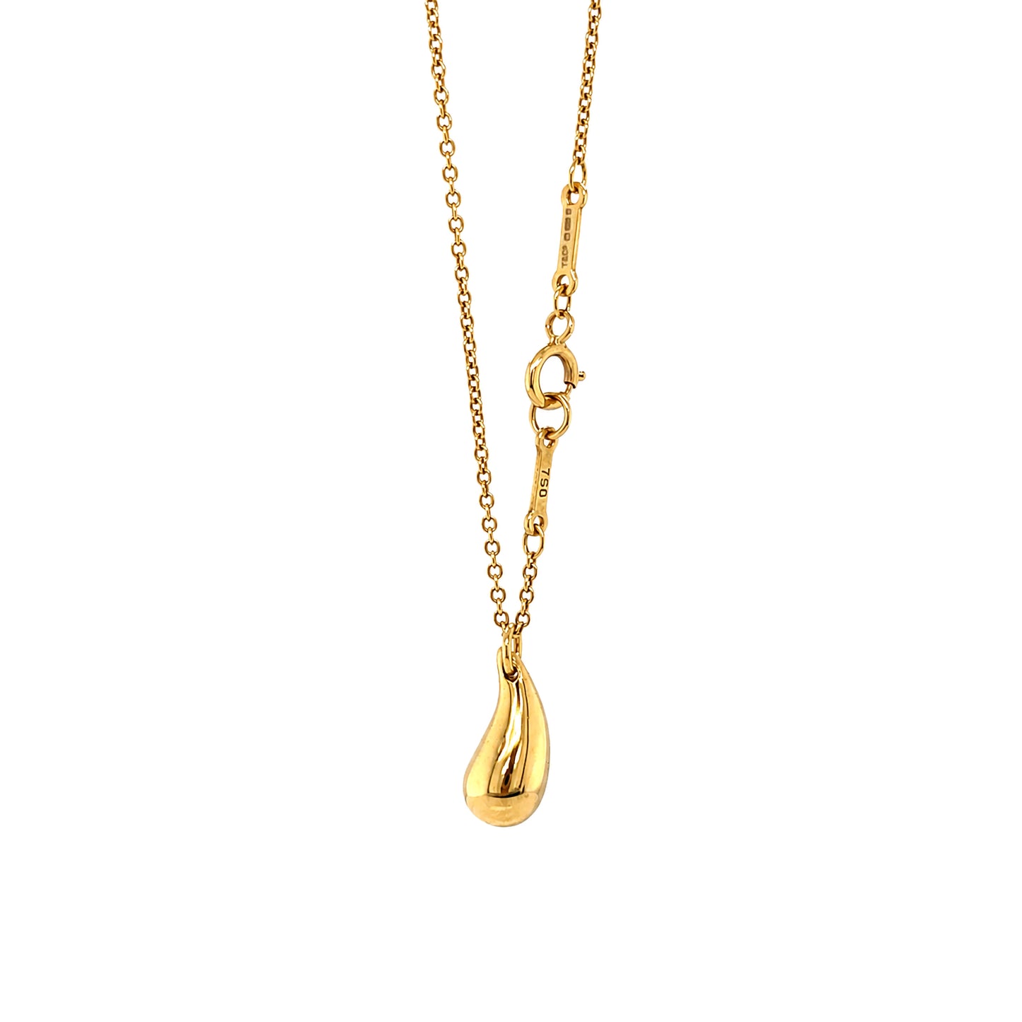 Tiffany & Co. Elsa Peretti Teardrop Pendant Necklace in 18 Carat Yellow Gold