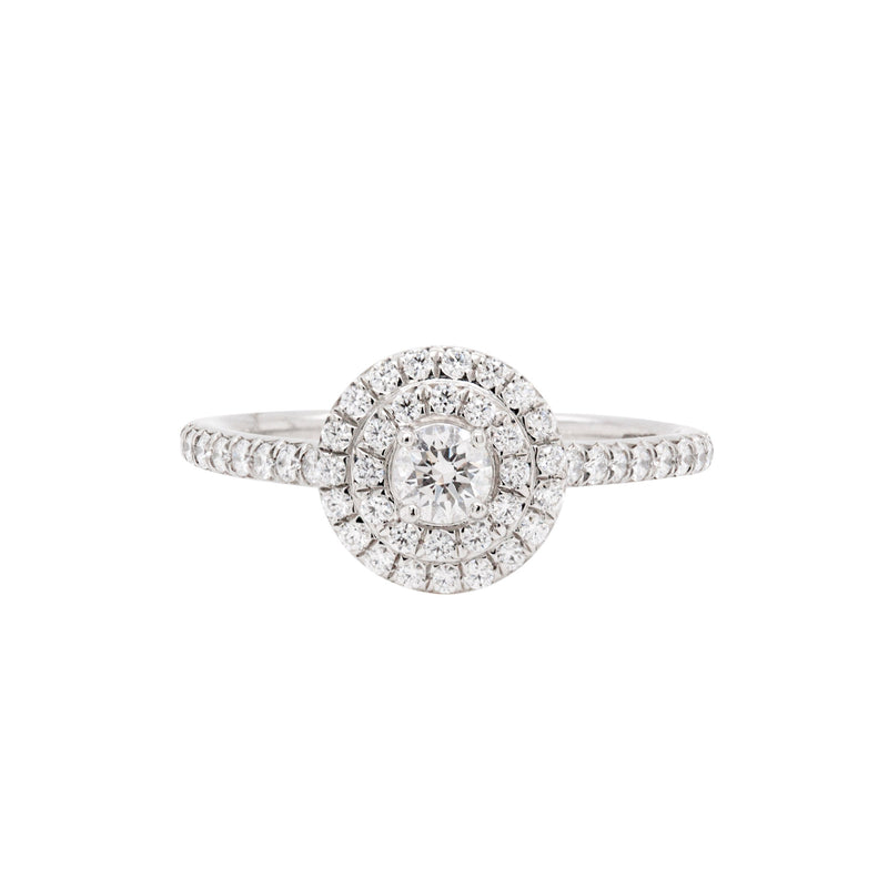 A beautiful Tiffany & Co. Soleste 0.43ct Diamond and Platinum Halo Cluster Engagement Ring