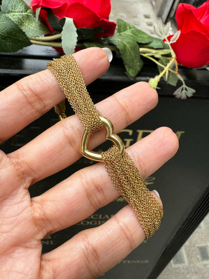 tiffany & co open heart multi chain 18k yellow gold bracelet