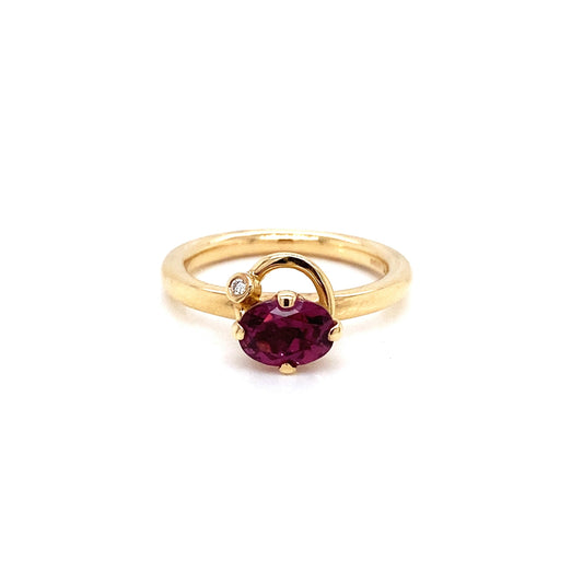 14 Carat Yellow Gold Purple Tourmaline and Diamond Stacking Ring