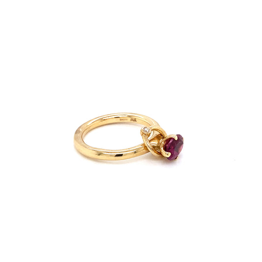 14 Carat Yellow Gold Purple Tourmaline and Diamond Stacking Ring