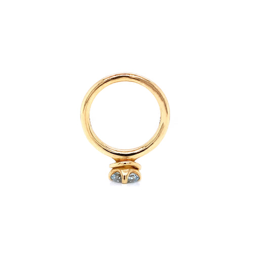 14 Carat Yellow Gold Aquamarine and Diamond Stacking Ring