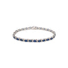 Oval Blue Sapphire and Diamond 18 Carat White Gold Tennis Bracelet