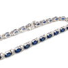 Oval Blue Sapphire and Diamond 18 Carat White Gold Tennis Bracelet