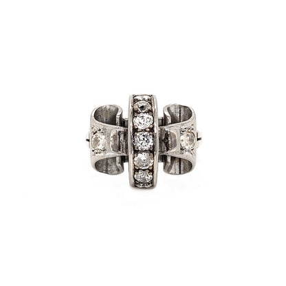 Vintage Diamond and 18ct White Gold Retro Fancy Cocktail Ring