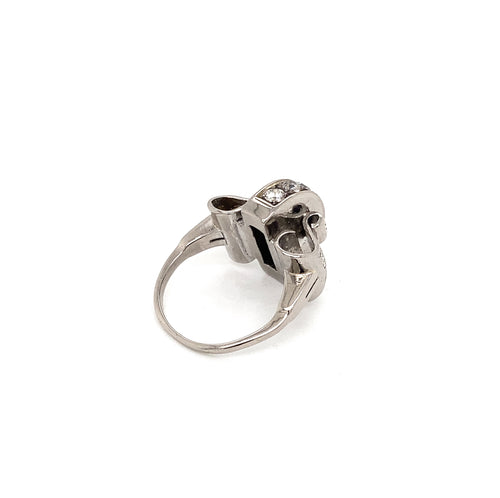 Vintage Diamond and 18ct White Gold Retro Fancy Cocktail Ring