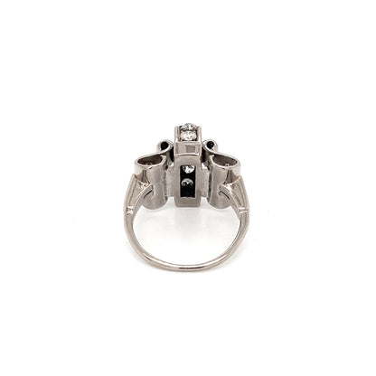 Vintage Diamond and 18ct White Gold Retro Fancy Cocktail Ring