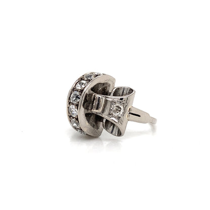 Vintage Diamond and 18ct White Gold Retro Fancy Cocktail Ring