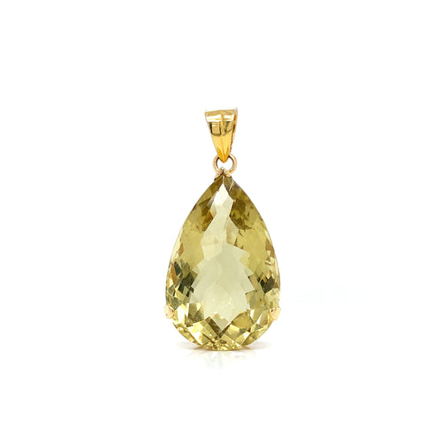 Pear Shaped Chequerboard Cut Scapolite 14 Carat Yellow Gold Pendant