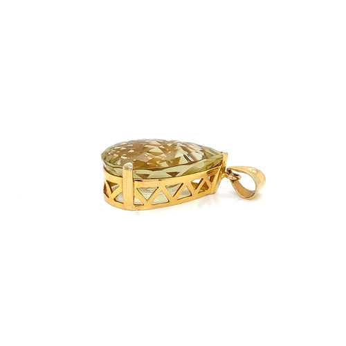 Pear Shaped Chequerboard Cut Scapolite 14 Carat Yellow Gold Pendant