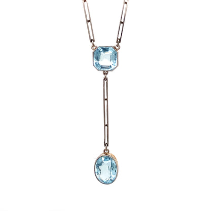 1920's Aquamarine and Palladium Drop Necklace