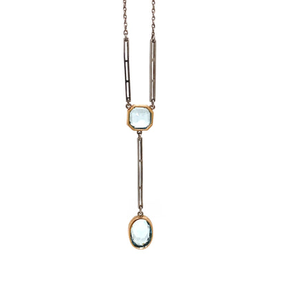 1920's Aquamarine and Palladium Drop Necklace