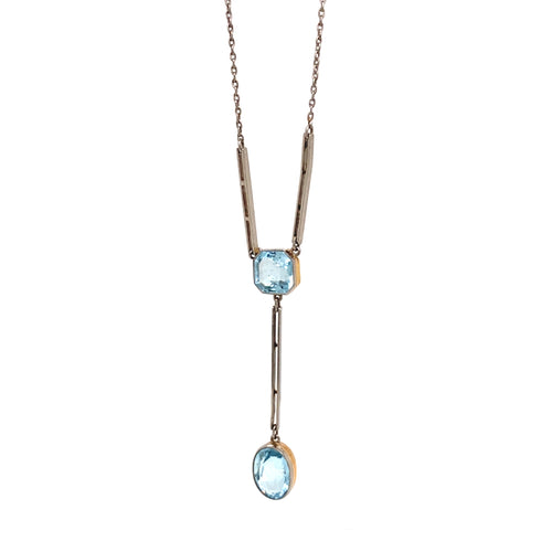 1920's Aquamarine and Palladium Drop Necklace